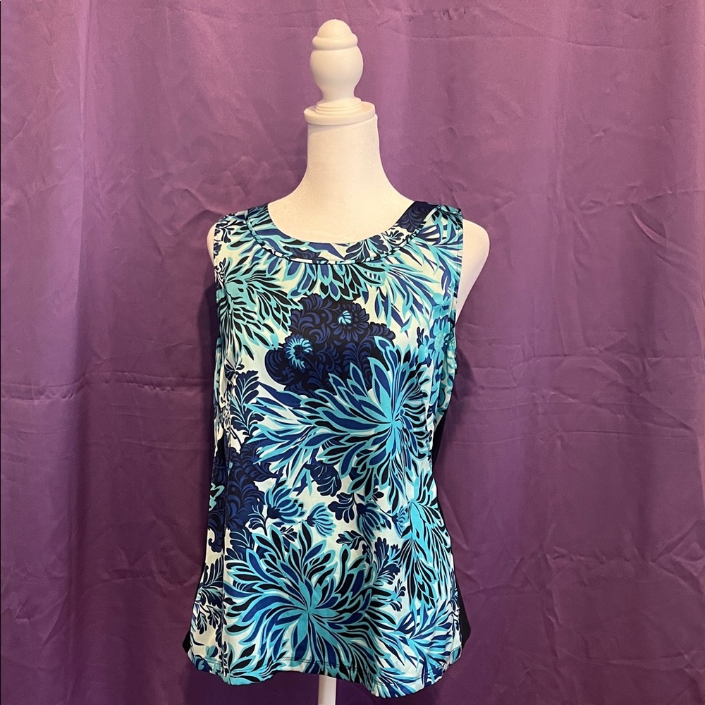 Ann Taylor Blue and Teal Floral Top - Picture 1 of 5